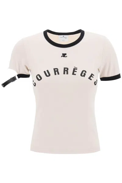 Courrèges T-shirt In Black,neutro