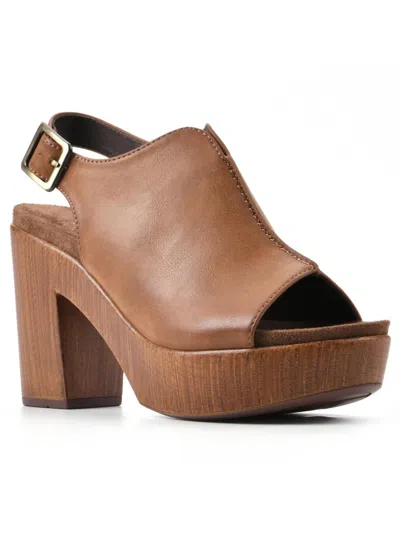 White Mountain Alfie Womens Faux Leather Casual Block Heel In Brown