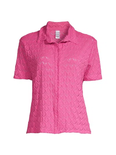 Peixoto Women's Zina Embroidered Button-front Shirt In Pink Athena