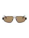 Celine Men's Metal Triomphe 57mm Pilot Sunglasses In Shiny Black Brown