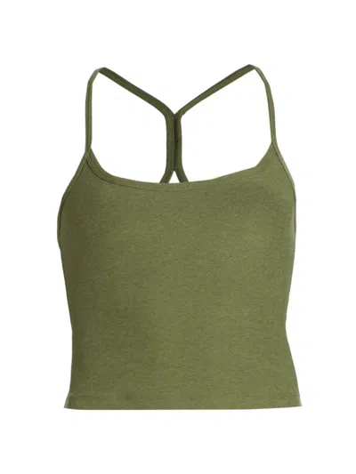 Beyond Yoga Women's Spacedye Racerback Crop Tank In Moss Green Heather