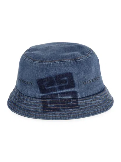 Givenchy Kids' Logo-print Denim Bucket Hat In Double Stone