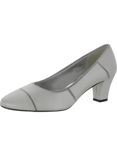 Easy Street Datia Womens Satin Shimmer Pumps In White