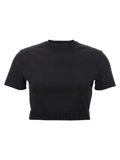 Givenchy Logo-waistband Cropped T-shirt In Black