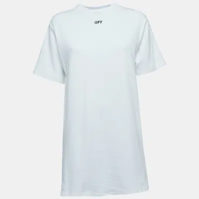 Pre-owned Off-white White Jersey Cotton T-shirt Dress S