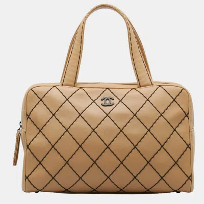 Pre-owned Chanel Brown Leather Wild Stitch Handbag