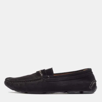 Pre-owned Giorgio Armani Black Suede Slip On Loafers Size 40