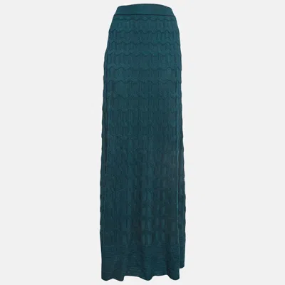 Pre-owned M Missoni Green Patterned Knit Maxi Skirt Xl