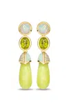 Mason And Books 14k Yellow Gold Drip Drop Convertible Earrings- Limelight In Green