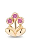 Mason And Books 14k Yellow Gold Mini Bouquet Single Stud Earring With Pink Sapphires