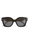 Tory Burch 49mm Irregular Cat Eye Sunglasses In Black/ Ivory