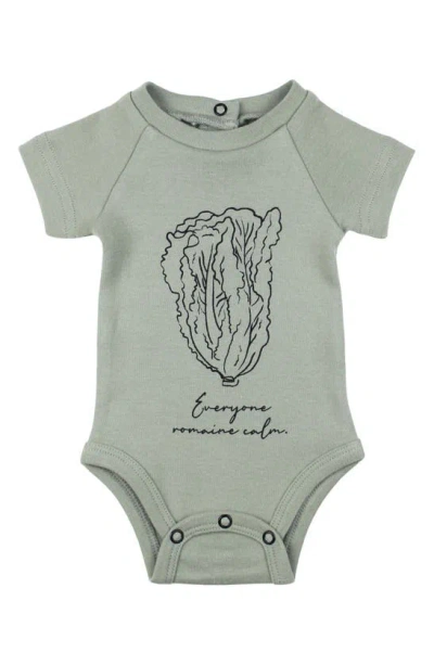 L'ovedbaby Babies' Organic Cotton Graphic Bodysuit In Seafoam Lettuce