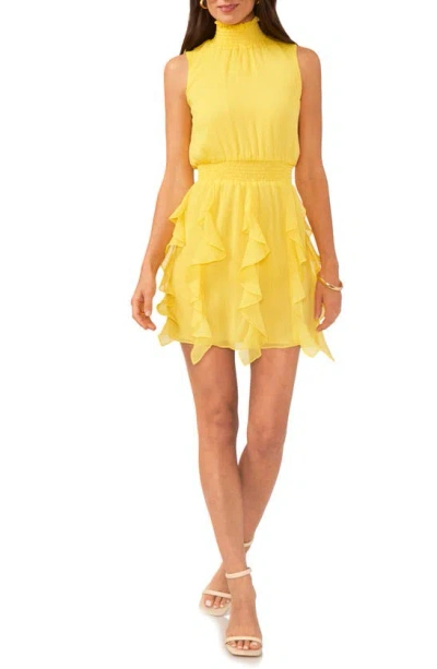 1.state Smocked Sleeveless Fit & Flare Dress In Cyber Yellow