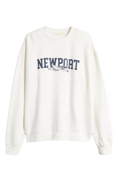 Museum Of Peace And Quiet Newport Crewneck Cotton Graphic Sweatshirt In White