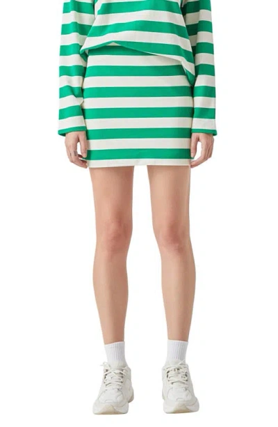 Grey Lab Stripe French Terry Miniskirt In Green