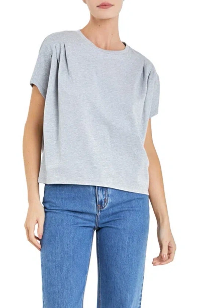 English Factory Pleat Shoulder T-shirt In Heather Grey