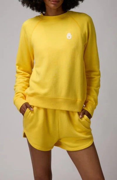 Spiritual Gangster Hamsa Forever Cotton & Modal Sweatshirt In Yellow
