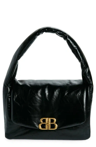 Balenciaga Medium Monaco Leather Shoulder Bag In Black