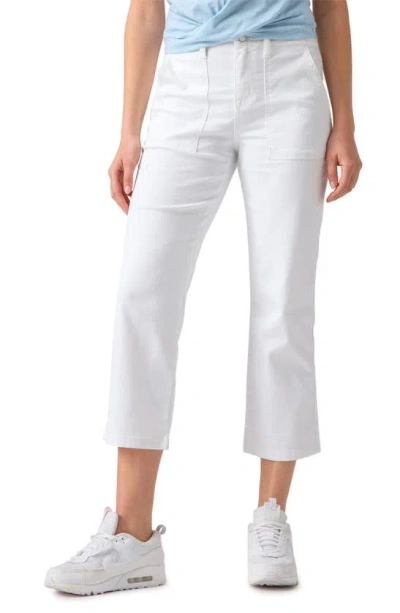 Sanctuary Vacation Crop Straight Leg Cotton Blend Trousers In White