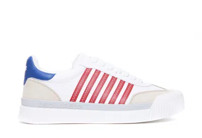 Dsquared2 New Jersey Sneakers In Bianco Rosso Blu