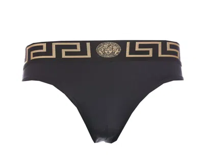 Versace Greca Border Swimsuit In Black