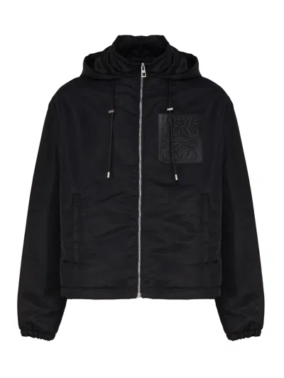 Loewe Hooded Padded Jacket In Wool In Black