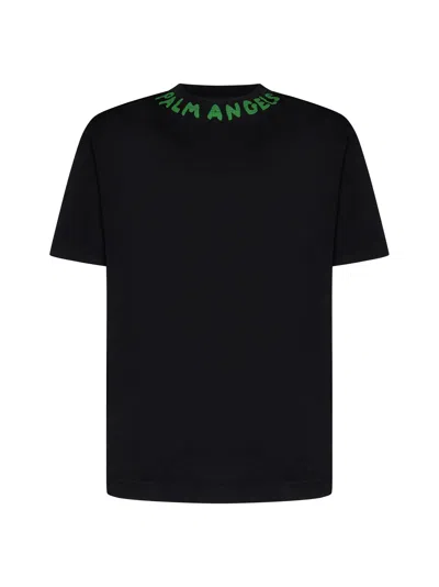 Palm Angels T-shirt In Black Green Fluo