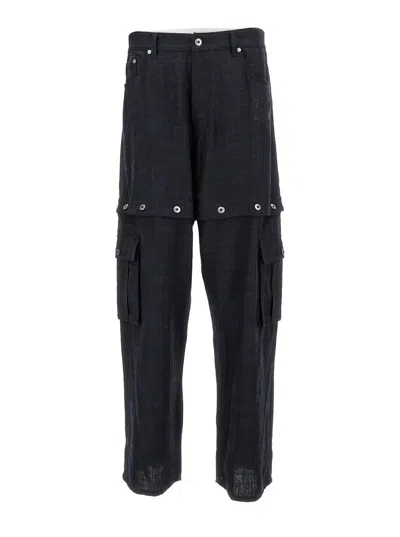 Off-white 90slogo Linen But Cargo Trouser In Blu