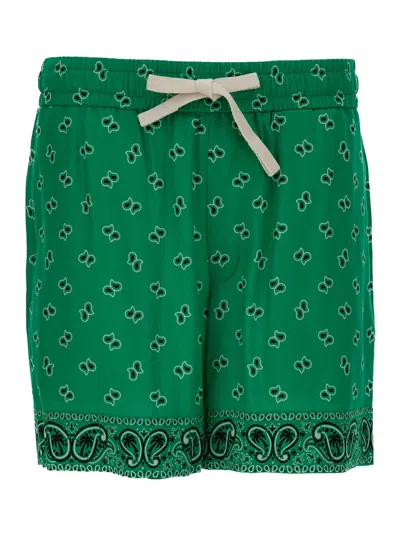 Palm Angels Paisley Shorts Green Green