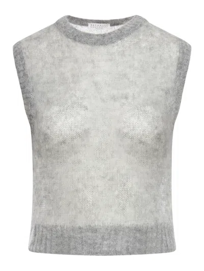 Brunello Cucinelli Crew-neck Vest In Medium Grey