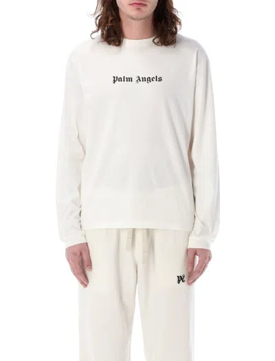 Palm Angels Long Sleeves Logo T-shirt In Off White