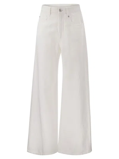 Brunello Cucinelli Relaxed Trousers In Garment Dyed Cotton Linen Cover Up In White