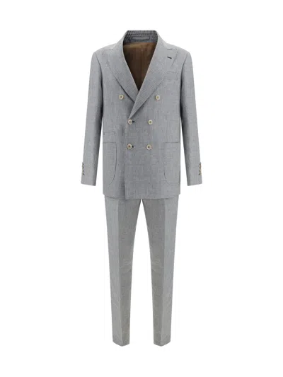 Brunello Cucinelli Suit In White And Gray