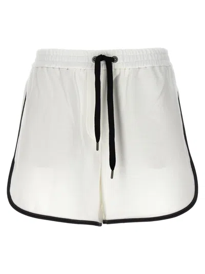 Brunello Cucinelli Monile Detailed Bermuda Shorts In White/black