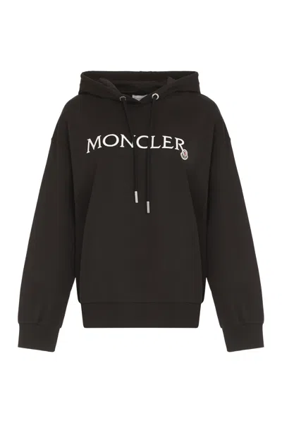 Moncler Cotton Hoodie In Black