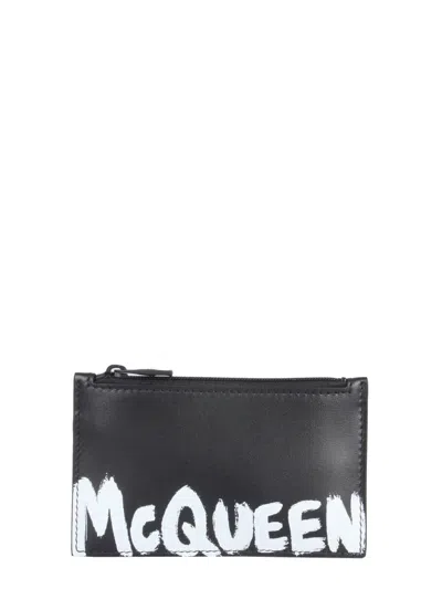 Alexander Mcqueen Card Holder With Zip In Black