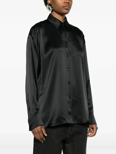 Alexander Wang Women Tulle Cut Out Back Panel Oversized Shirt In 001 Black