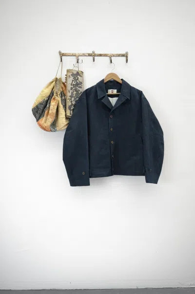 Aviva Jifei Xue Collared Deck Jacket In Indigo Sumi