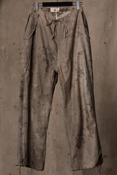 Aviva Jifei Xue Stained Dye Soft Parachute Trousers In Dark Fossilized