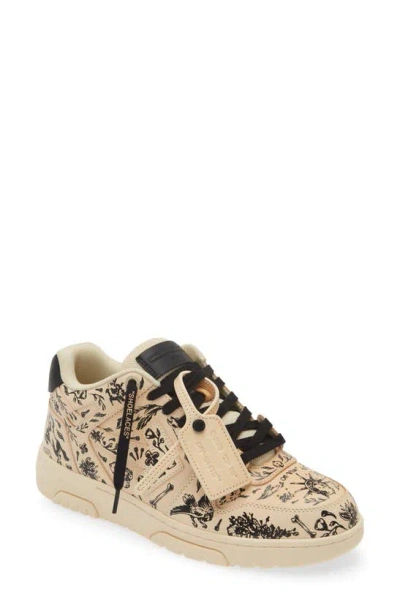 Off-white Out Of Office Leather Low Top Sneaker In Sand Black