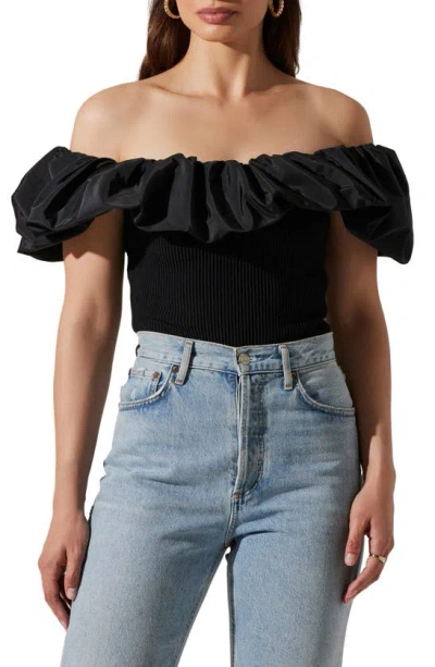 Astr Cherie Ruffle Off The Shoulder Top In Black
