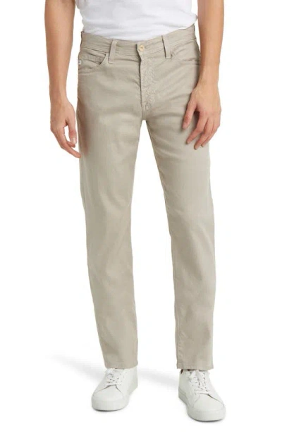 Ag Everett Slim Straight Leg Stretch Cotton & Linen Trousers In Beige