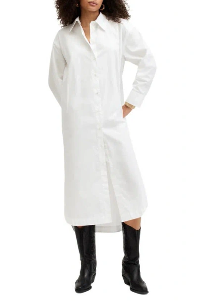 Allsaints Imogen Long Sleeve Cotton Shirtdress In Chalk White