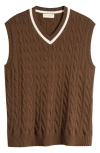 Museum Of Peace And Quiet School House Cable Knit Sweater Vest In Brown