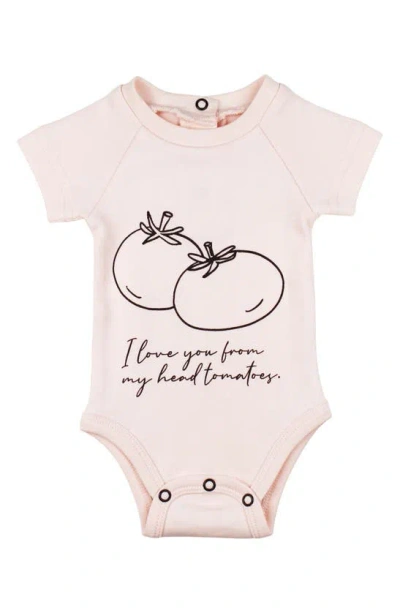 L'ovedbaby Babies' Tomato Organic Cotton Graphic Bodysuit In Blush Tomatoes