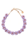Carolina Herrera Crystal Embellished Flower Collar Necklace In Lilac