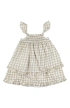 L'ovedbaby Babies' Smocked Slub Organic Cotton Jersey Dress In Stone Gingham