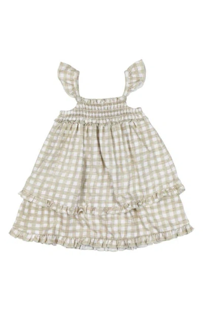 L'ovedbaby Babies' Smocked Slub Organic Cotton Jersey Dress In Stone Gingham