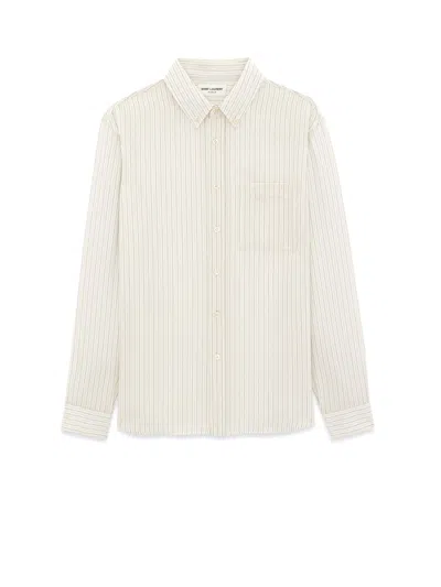 Saint Laurent Shirt In Beige Gris Noir