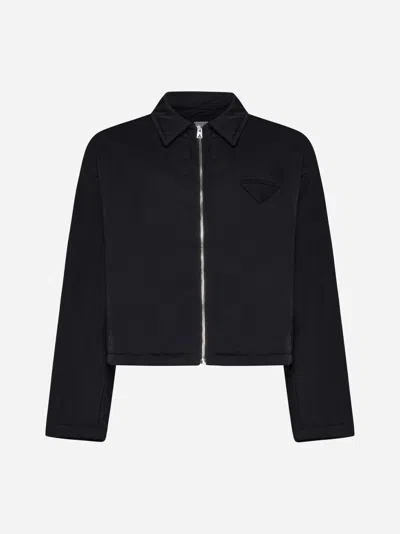 Bottega Veneta Nylon Zip-up Jacket In Black